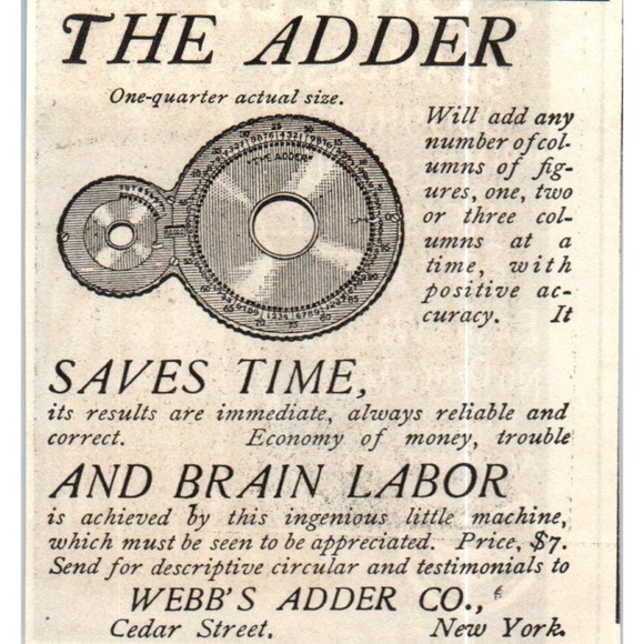 None | Other | Webbs Adder Co Adding Machine Ny C89 Victorian Ad Ae8ch9 ...